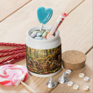 Forest Critters Fall Harvest Fantasy Whimsical Candy Jar