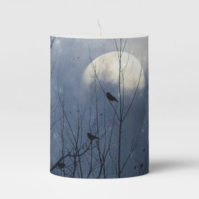 Forest Crows Pillar Candle (Front)