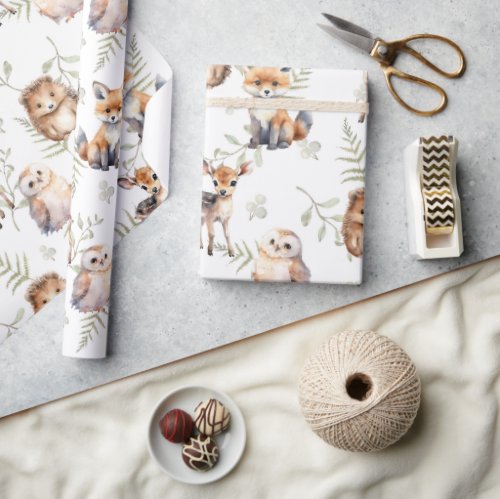 Forest Cute baby animals watercolor  Wrapping Paper