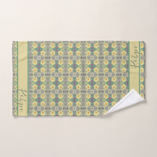 Forest Daisy Floor w/Name Hand Towel (Hand Towel)