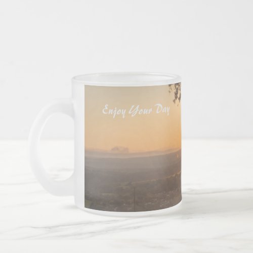 Forest Dawn Mug Start Your Day with Natures Glow Frosted Glass Coffee Mug