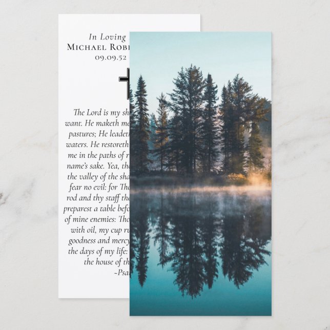 Forest Dawn Photo Prayer Memorial Bookmark (Front/Back)