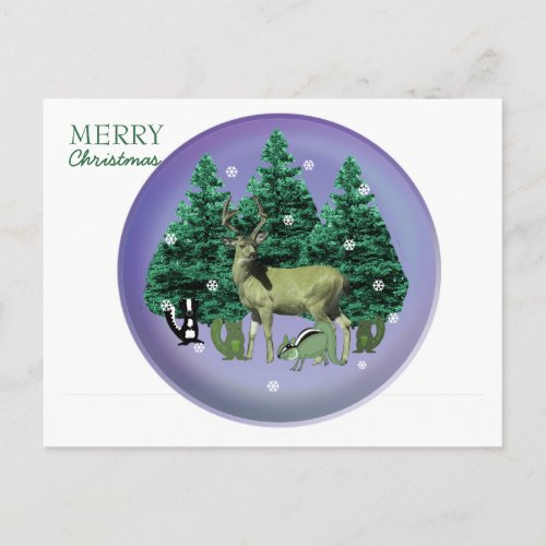Forest Deer and Animal Friends Holiday Postcard