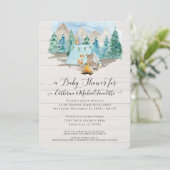 Forest Deer Bear Watercolor Baby Shower Invitation (Standing Front)