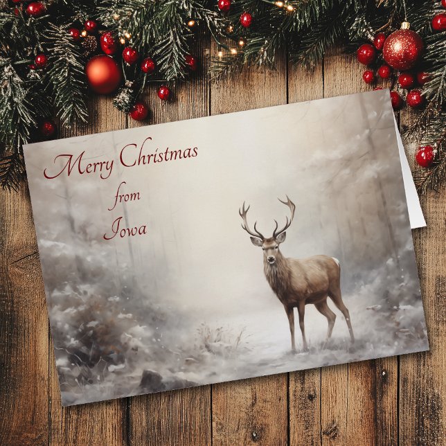 Forest Deer Christmas in Iowa Card (Creator Uploaded)