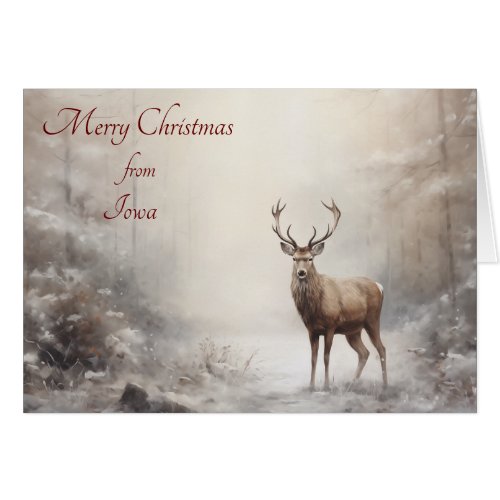 Forest Deer Christmas in Iowa Card