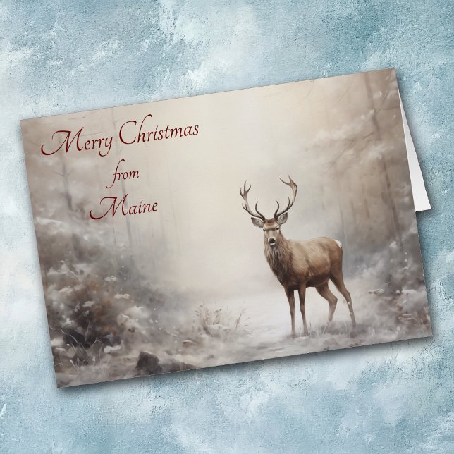 Forest Deer Christmas in Maine Card (Creator Uploaded)
