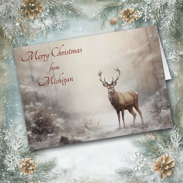 Forest Deer Christmas in Michigan Card (Creator Uploaded)