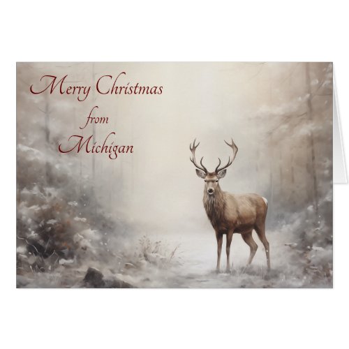Forest Deer Christmas in Michigan Card