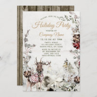 Forest Deer Corporate Holiday Christmas Party Invitation