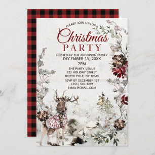 Forest Deer Country Christmas Party Invitation