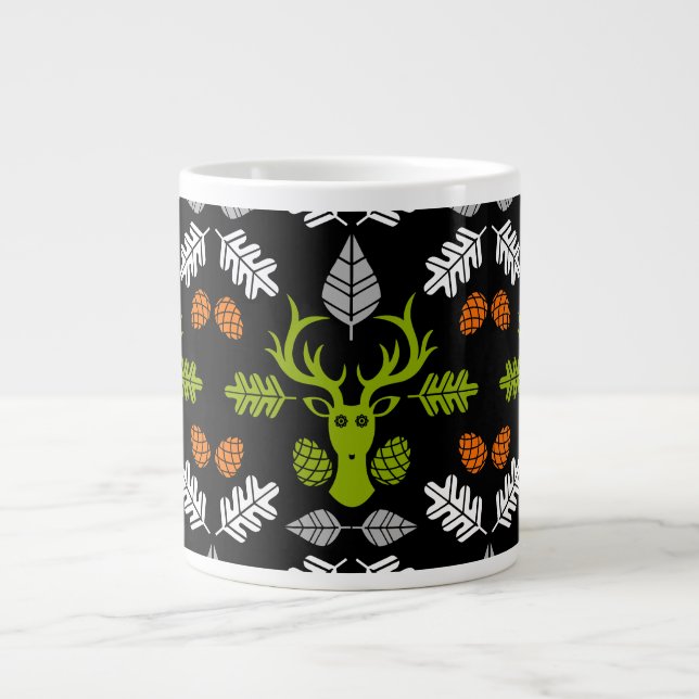 Forest Deer Nature Print Giant Coffee Mug (Front)
