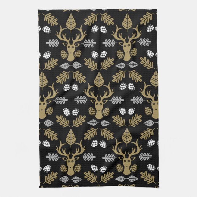 Forest Deer Nature Print Kitchen Towel (Vertical)