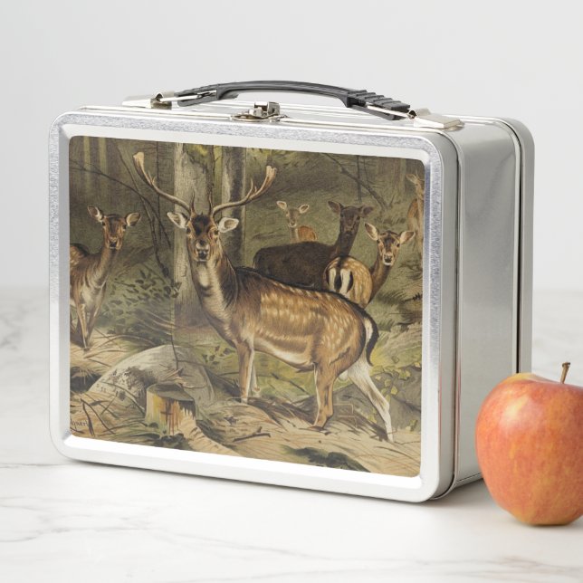 Forest Deer Rustic Country Personalized Metal Lunc Lunch Box (In Situ)