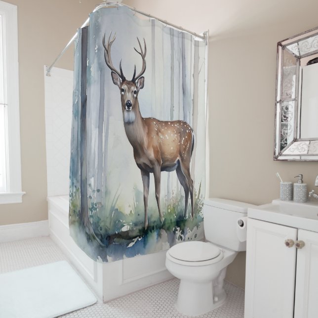Forest Deer Shower Curtain (In Situ)