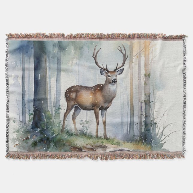 Forest Deer Throw Blanket (Front)