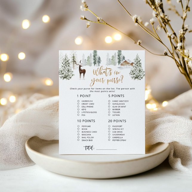 Forest deer whats in your purse baby shower game (Creator Uploaded)