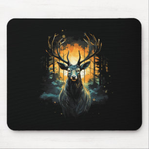 Forest Deer Wildlife Animal Illustration Mouse Pad