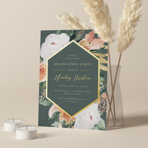 Forest  Desert Floral Graduation Party Foil Invitation