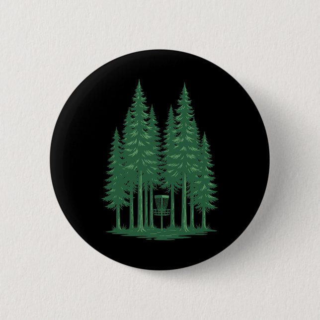 Forest Disc Golf Sket Frisbee Golf Scene For Disc  Button (Front)