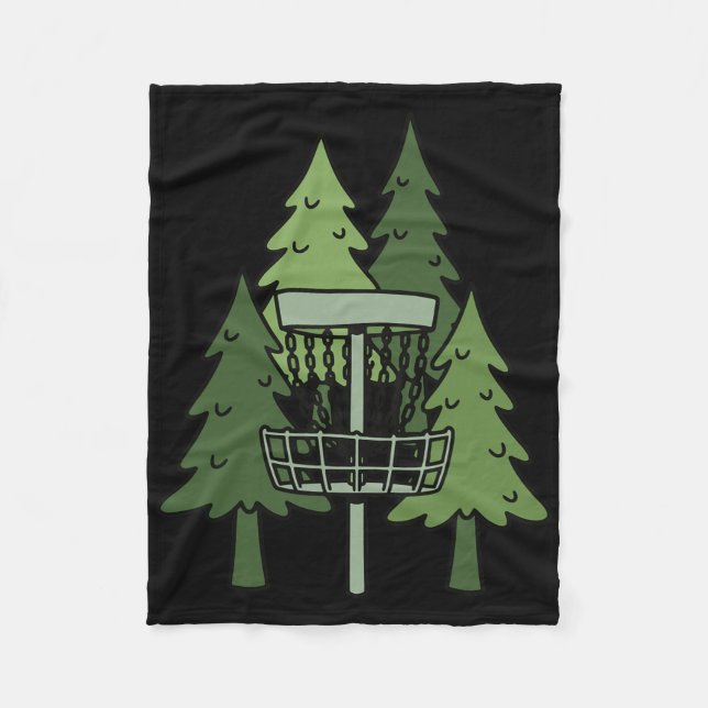 Forest Disc Golf Sket Funny Disc Golfing Scene  Fleece Blanket (Front)