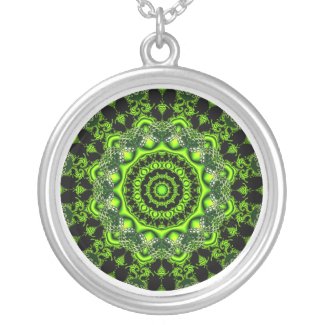 Forest Dome Mandala, Abstract Green Woods Personalized Necklace