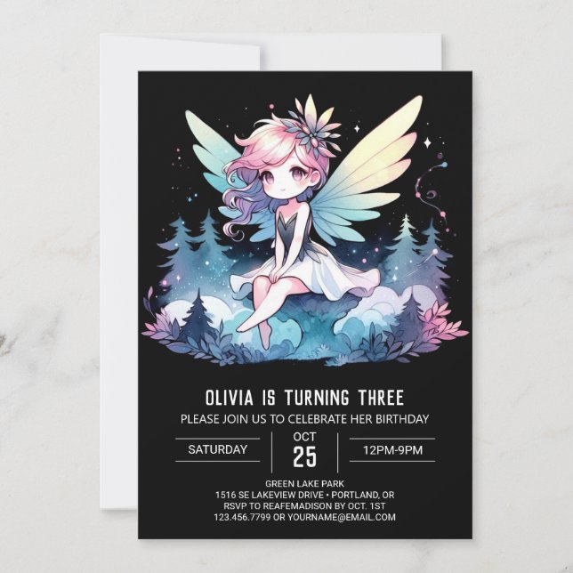 Forest Dreamy Fairy Birthday Invitation (Front)