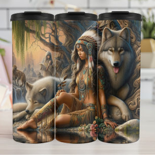 Forest Dweller, Wolf Pack, Sunset. Thermal Tumbler