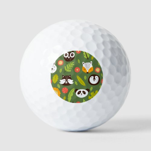 Forest dwellers Scandinavian childrens pattern Golf Balls