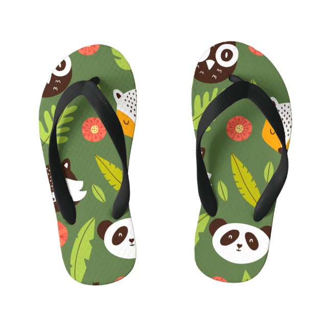 Forest dwellers: Scandinavian children's pattern. Kid's Flip Flops (Footbed)