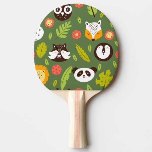 Forest dwellers Scandinavian childrens pattern Ping Pong Paddle