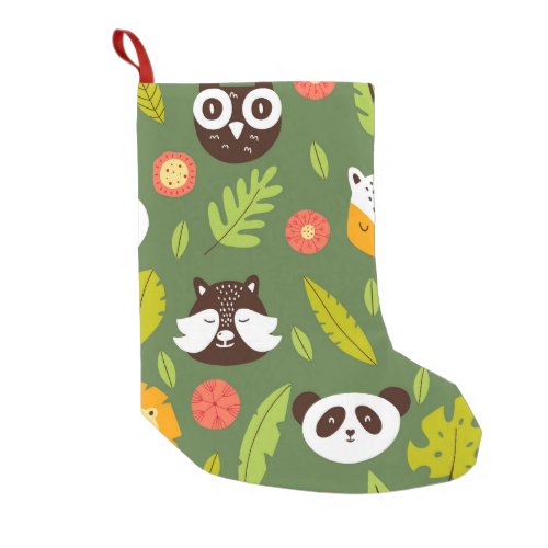 Forest dwellers Scandinavian childrens pattern Small Christmas Stocking