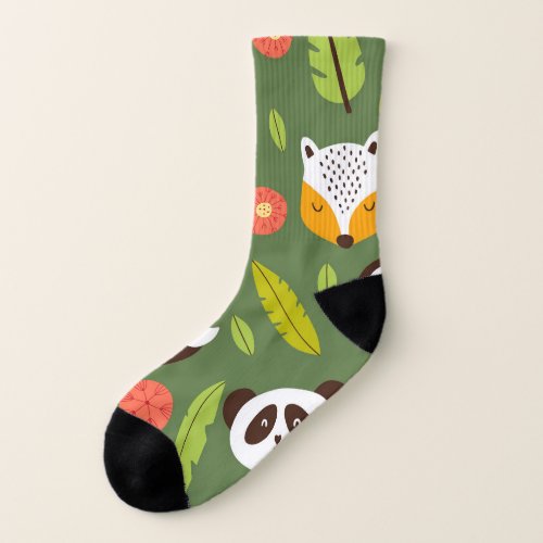 Forest dwellers Scandinavian childrens pattern Socks