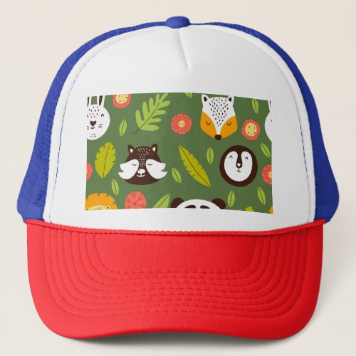 Forest dwellers Scandinavian childrens pattern Trucker Hat