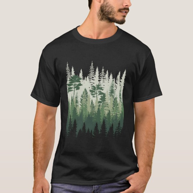 Forest E Trees Camg Hiking Nature Outdoor T-Shirt (Front)