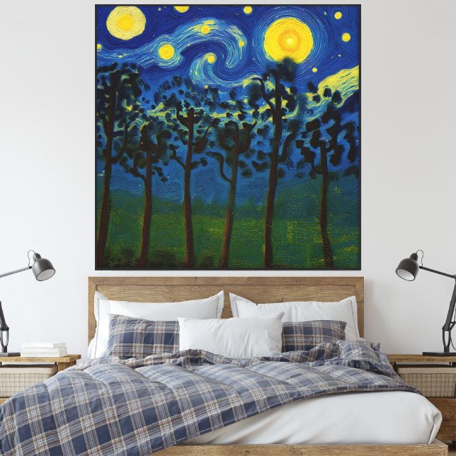 Forest Echoes of Infinity – A Forest Landscape Canvas Print (Insitu(Bedroom))