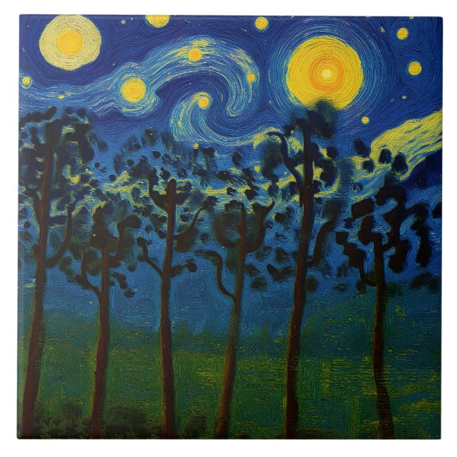 Forest Echoes of Infinity – A Forest Landscape Ceramic Tile (Front)