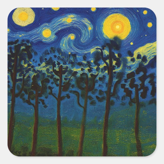 Forest Echoes of Infinity – A Forest Landscape Square Sticker (Front)