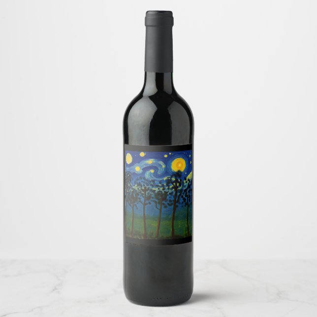 Forest Echoes of Infinity – A Forest Landscape Wine Label (Front)