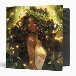 Forest Elf African American Black Fantasy Art 3 Ring Binder