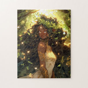 Forest Elf African American Black Fantasy Art Jigsaw Puzzle