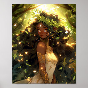 Forest Elf African American Black Fantasy Art Poster