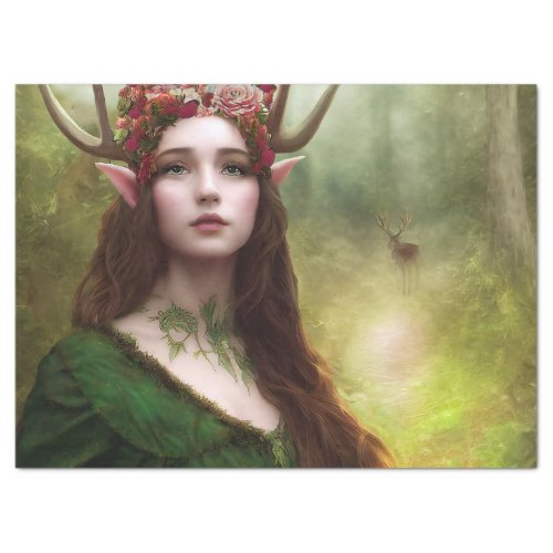Forest Elf and Stag decoupage Tissue Paper