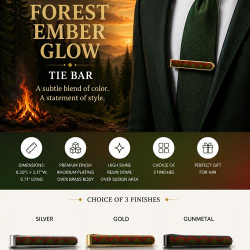 Forest Ember Glow Gold Finish Tie Bar