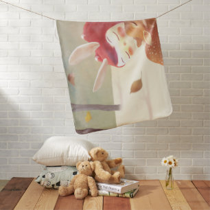 Forest Embrace: Bunny Girl Hugging Little Deer Baby Blanket