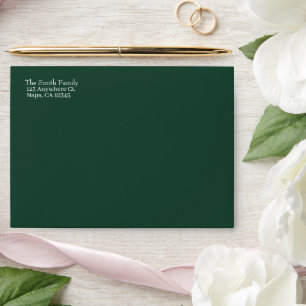 Forest Emerald Green with Return Address Envelope