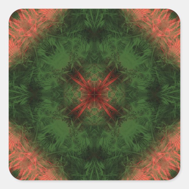 Forest Energy Kaleidoscope Fractal Art Square Sticker (Front)