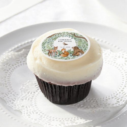 Forest Fable  Woodland Animals Baby Shower Favors Edible Frosting Rounds
