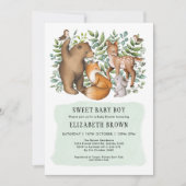 Forest Fable Woodland Animals Boy Baby Shower Invitation (Front)