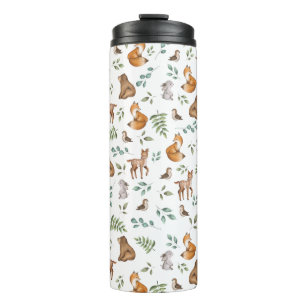 Forest Fable Woodland Animals Greenery Pattern Thermal Tumbler